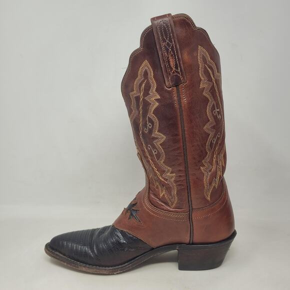 Lucchese 1883 Boots 6.5B Brown Lizard Leather Two Tone Cowboy Western Cowgirl - Picture 10 of 15